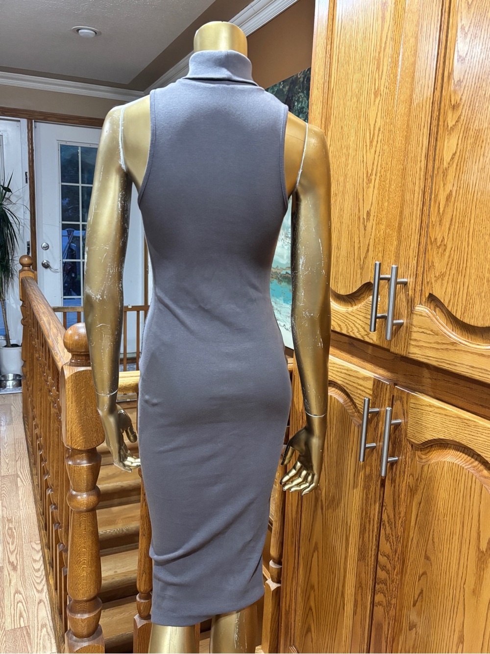 Zara Sleeveless Turtleneck Midi Dress in Charcoal - Picture 5 of 9